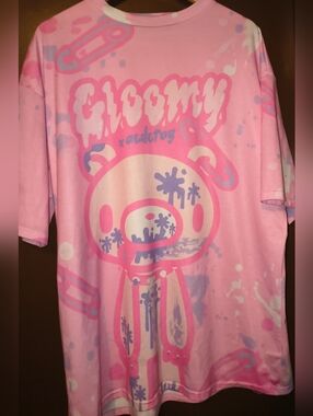 GLOOMY BEAR X ACDC RAG PINK TSHIRT IMPORTED FROM JAPAN KAWAII HARAJUKU J FASHION